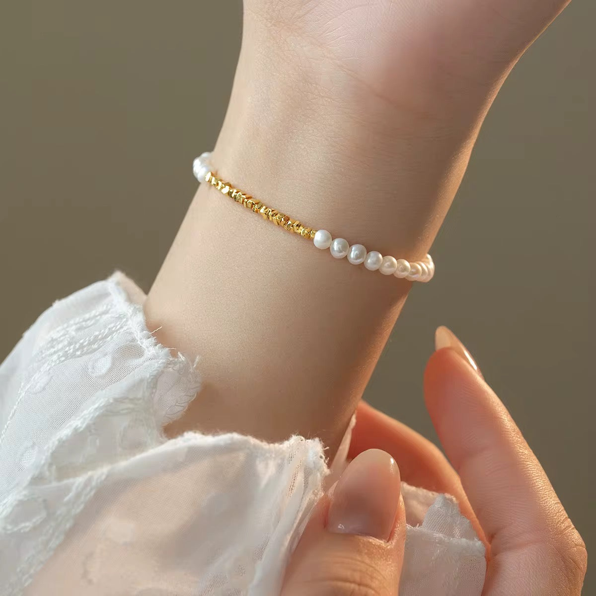 Bracelet en Argent Perle & Or
