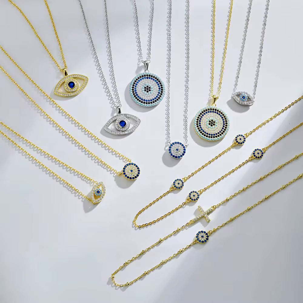 Chaine en Argent Sterling & Zircon 925 Evil Eye