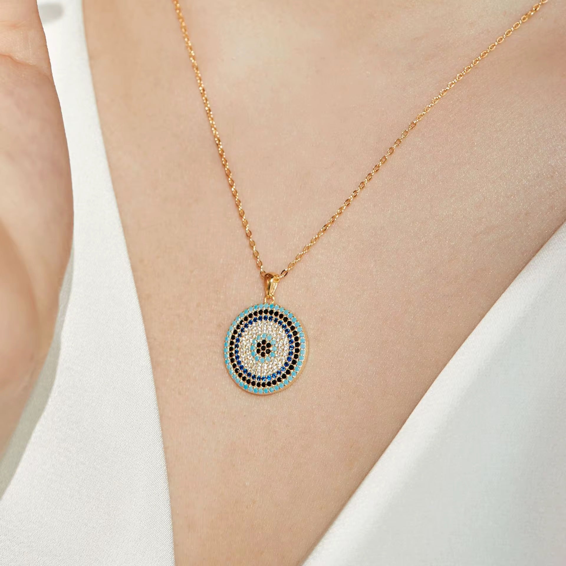 Chaine en Argent Sterling & Zircon 925 Evil Eye