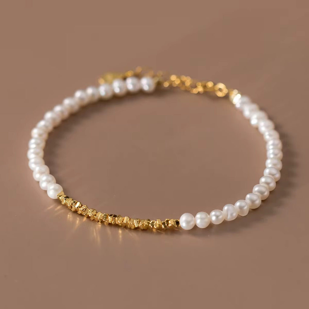 Bracelet en Argent Perle & Or